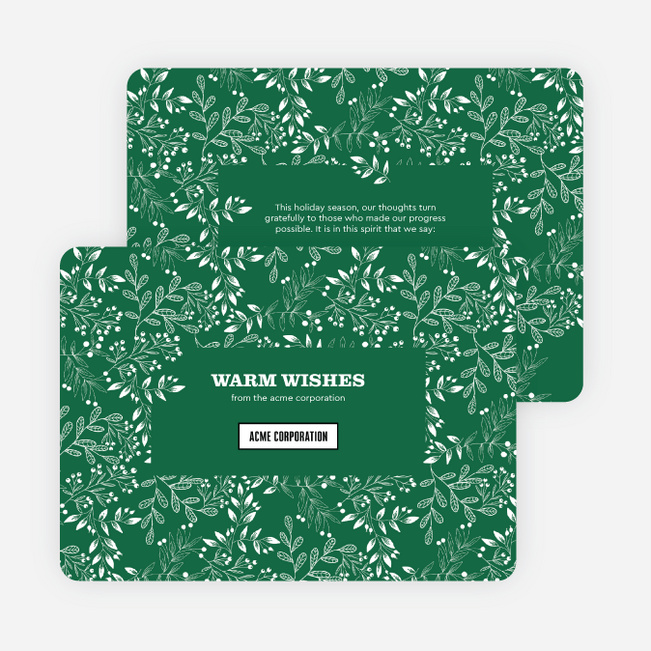 Classic Foliage Corporate Holiday Cards & Corporate Christmas Cards - Green