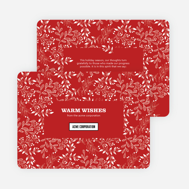 Classic Foliage Corporate Holiday Cards & Corporate Christmas Cards - Red