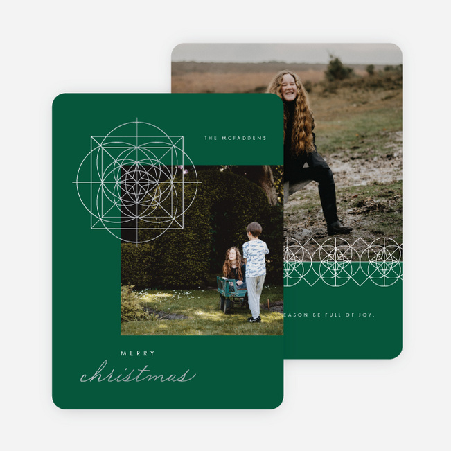 Foil Geometric Snowflake Christmas Cards - Gray