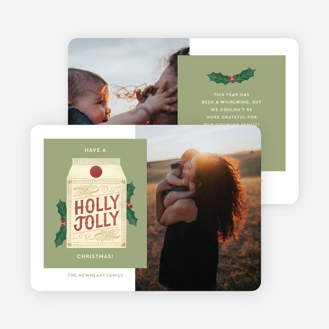 Holly Jolly Carton Christmas Cards - Green