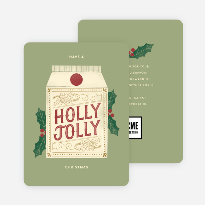 Holly Jolly Carton Corporate Holiday Cards & Corporate Christmas Cards - Green