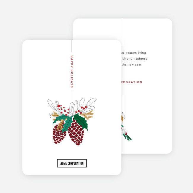 Pinecone Cluster Corporate Holiday Cards & Corporate Christmas Cards - White