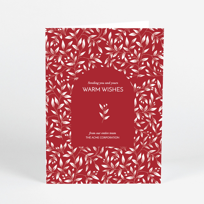 Weaving Leaves Corporate Holiday Cards & Corporate Christmas Cards - Red