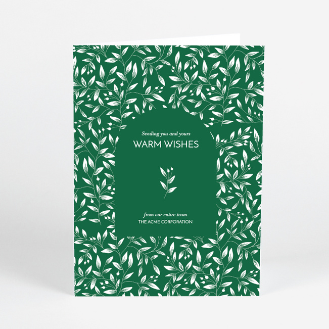 Weaving Leaves Corporate Holiday Cards & Corporate Christmas Cards - Green