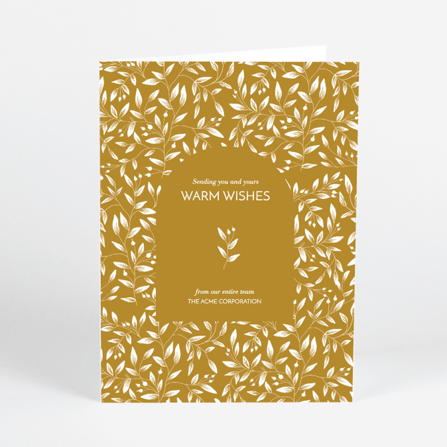 Weaving Leaves Corporate Holiday Cards & Corporate Christmas Cards - Yellow