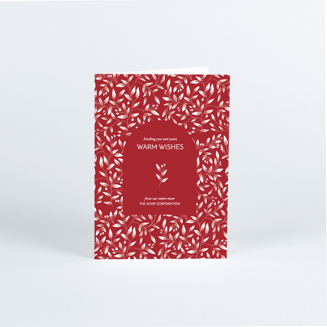 Weaving Leaves Corporate Holiday Cards & Corporate Christmas Cards - Red