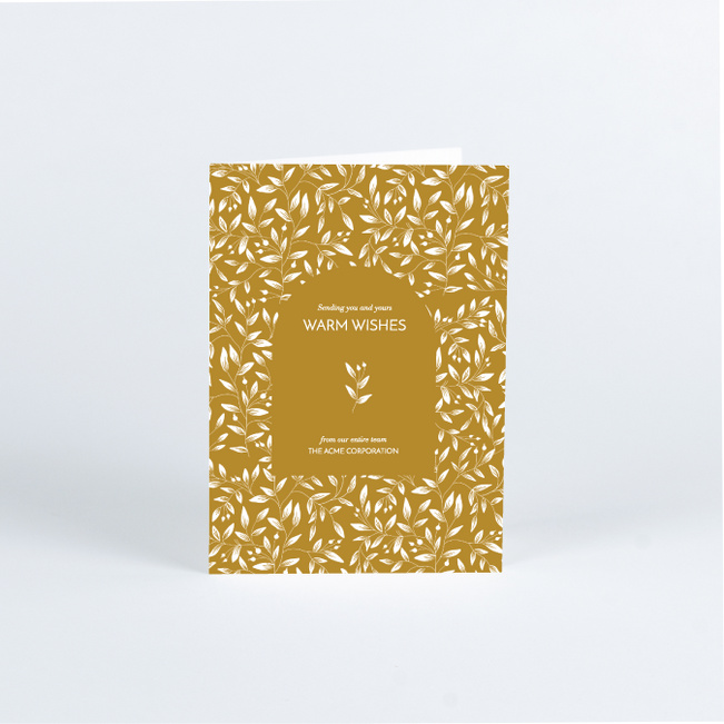 Weaving Leaves Corporate Holiday Cards & Corporate Christmas Cards - Yellow