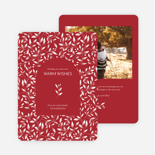 Weaving Leaves Holiday Cards and Invitations - Red