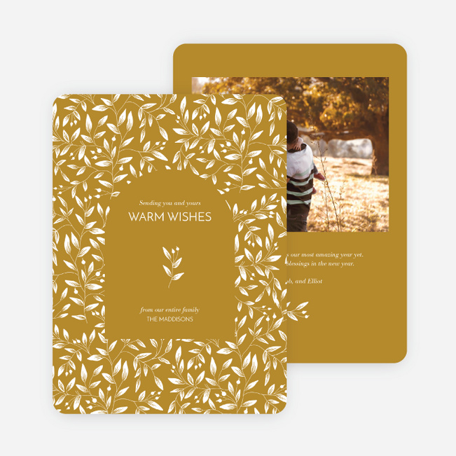 Weaving Leaves Holiday Cards and Invitations - Yellow