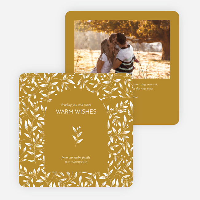 Weaving Leaves Holiday Cards and Invitations - Yellow