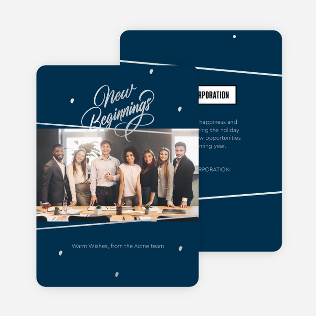 Foil Asymmetry Corporate Holiday Cards & Corporate Christmas Cards - Blue