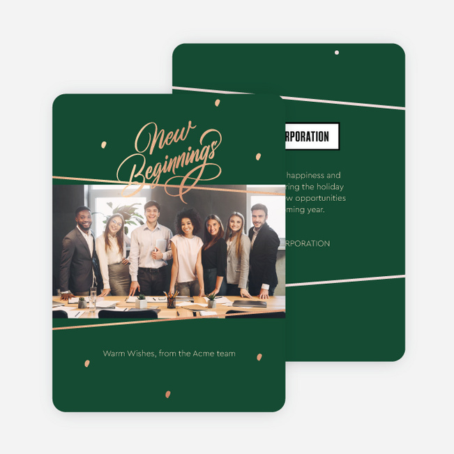 Foil Asymmetry Corporate Holiday Cards & Corporate Christmas Cards - Green