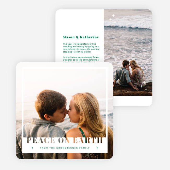 Peace Snapshot Christmas Cards - Green