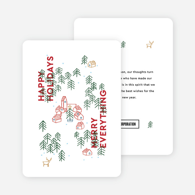 Snow Town Corporate Holiday Cards & Corporate Christmas Cards - White
