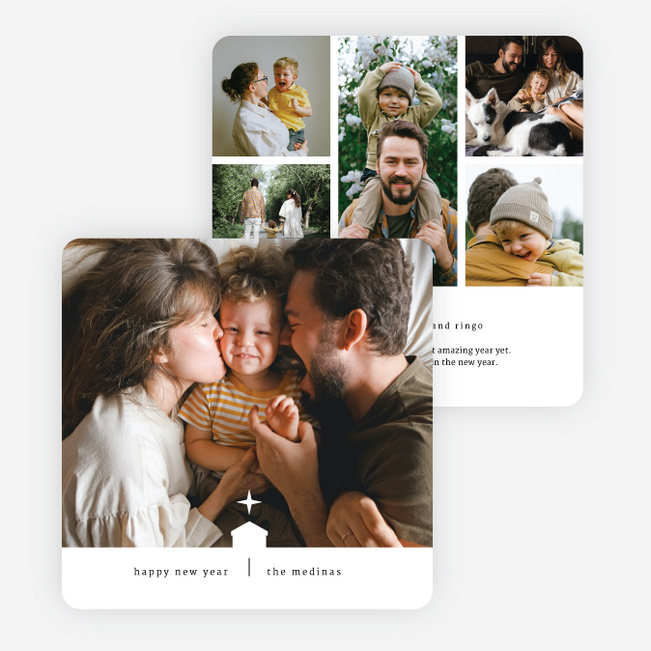 Nativity Silhouette New Year Cards and Invitations - White