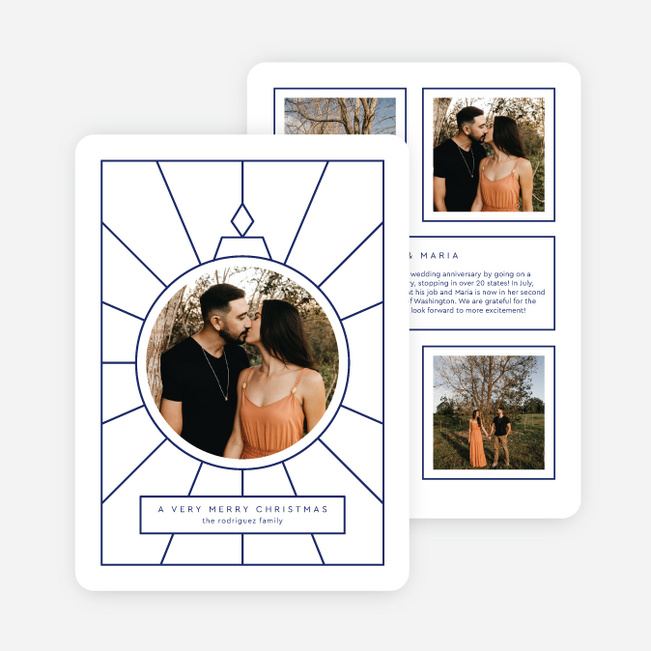 Simple Ornament Christmas Cards - Blue