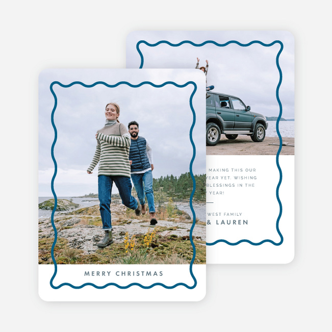 Wiggly Border Christmas Cards - Blue