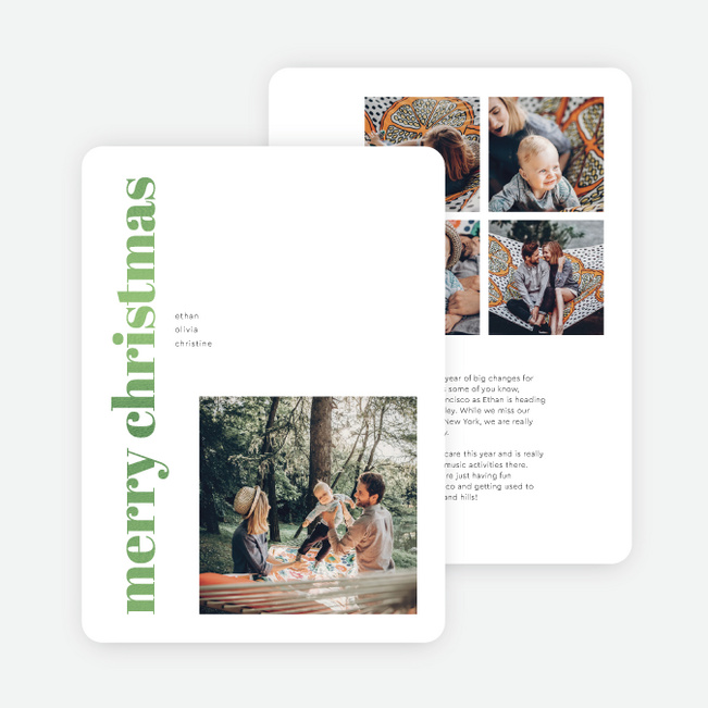 Foil Block Style Christmas Cards - Green