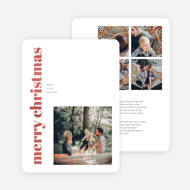 Foil Block Style Christmas Cards - Red