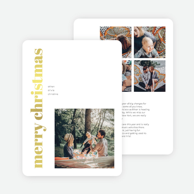 Foil Block Style Christmas Cards - Yellow