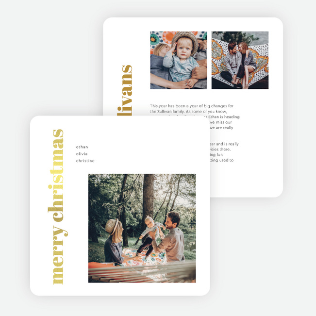 Foil Block Style Christmas Cards - Yellow