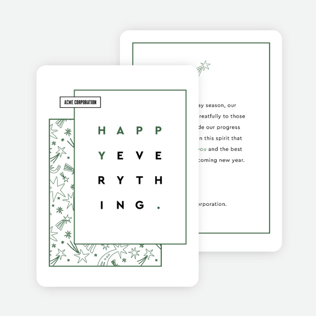 Little Shooting Stars Corporate Holiday Cards & Corporate Christmas Cards - Green