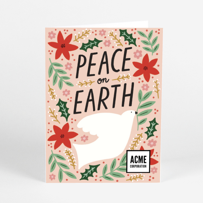 Spreading Peace Corporate Holiday Cards & Corporate Christmas Cards - Pink