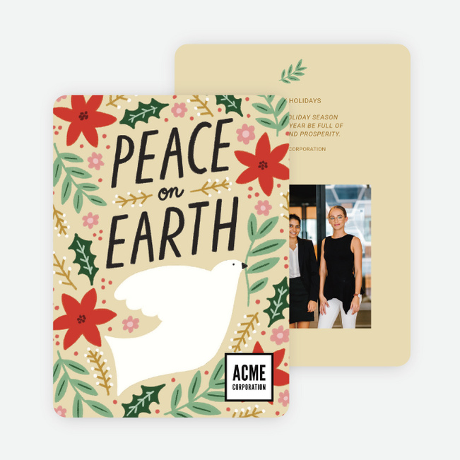 Spreading Peace Corporate Holiday Cards & Corporate Christmas Cards - Yellow