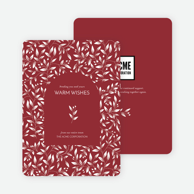 Weaving Leaves Corporate Holiday Cards & Corporate Christmas Cards - Red