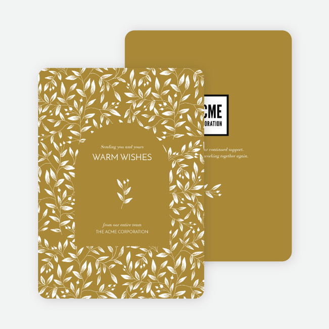 Weaving Leaves Corporate Holiday Cards & Corporate Christmas Cards - Yellow