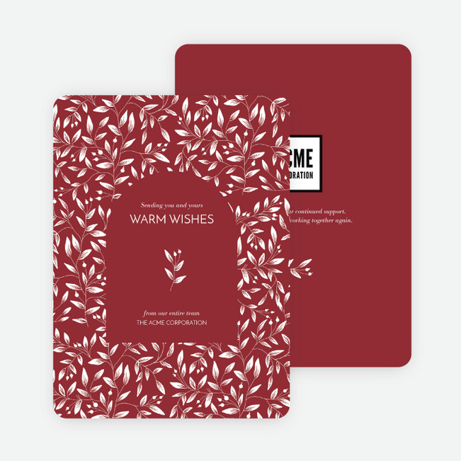 Weaving Leaves Corporate Holiday Cards & Corporate Christmas Cards - Red