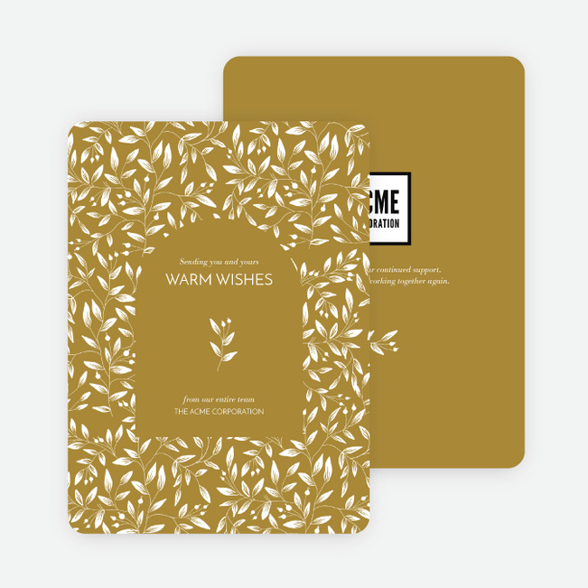 Weaving Leaves Corporate Holiday Cards & Corporate Christmas Cards - Yellow