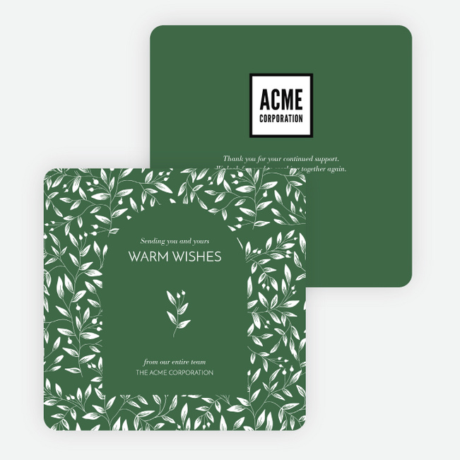 Weaving Leaves Corporate Holiday Cards & Corporate Christmas Cards - Green