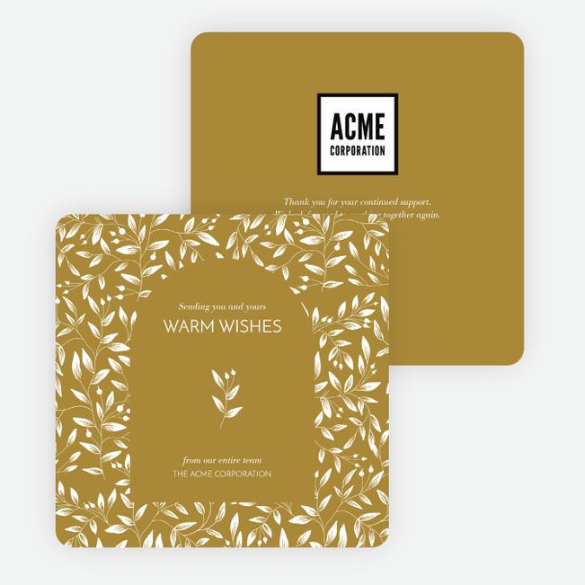 Weaving Leaves Corporate Holiday Cards & Corporate Christmas Cards - Yellow
