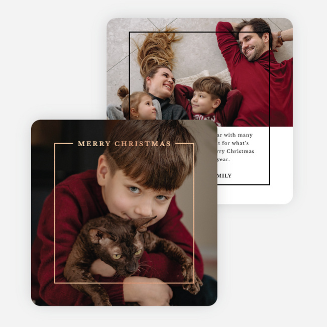Foil Tight Frame Christmas Cards - Pink