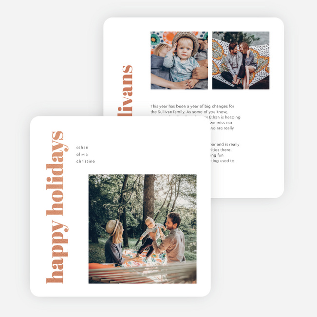Foil Block Style Holiday Cards and Invitations - Pink
