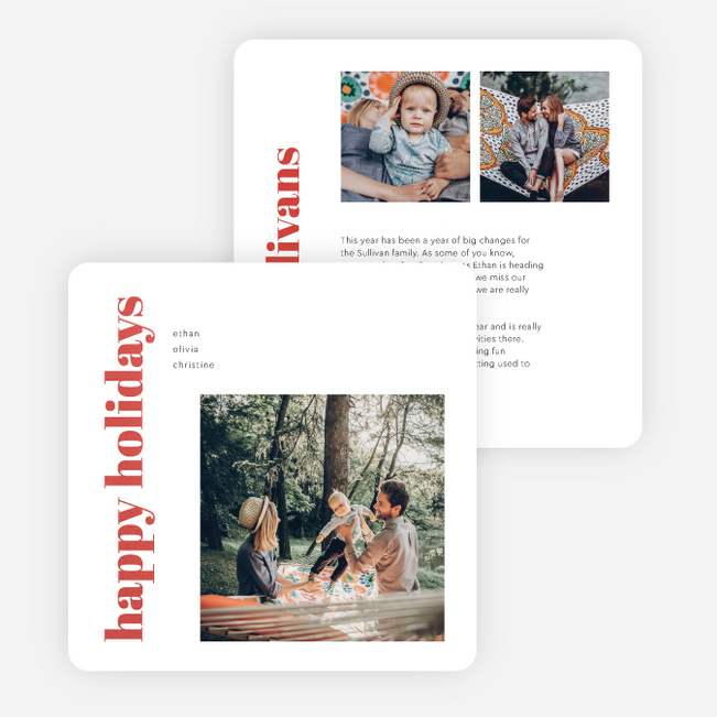 Foil Block Style Holiday Cards and Invitations - Red