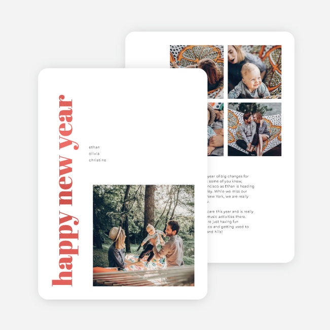 Foil Block Style New Year Cards and Invitations - Red