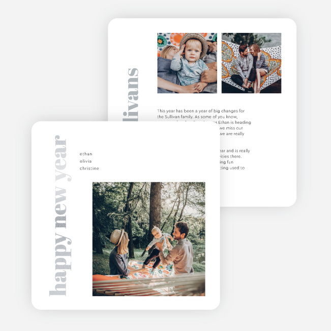 Foil Block Style New Year Cards and Invitations - Gray
