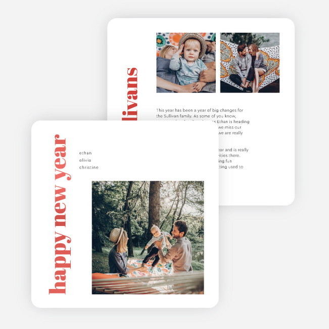 Foil Block Style New Year Cards and Invitations - Red