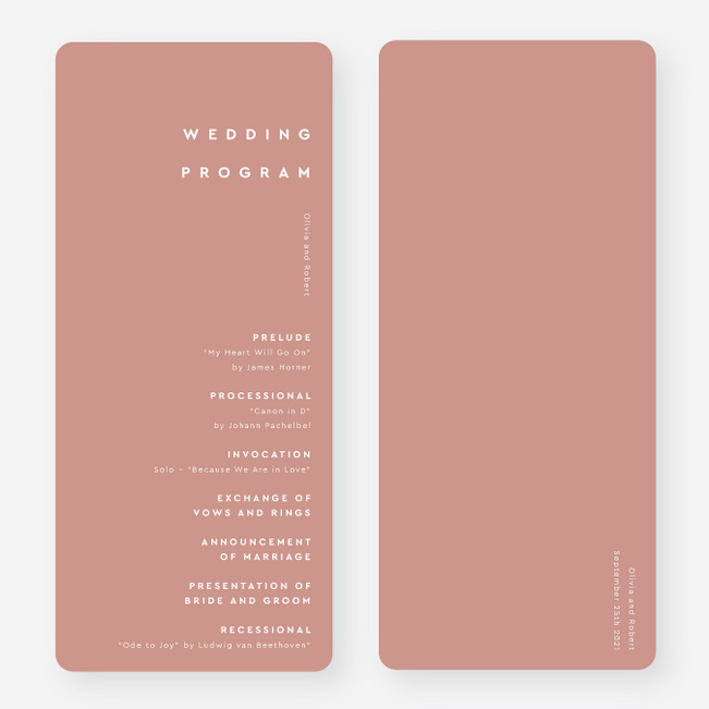 All Lined Up Wedding Programs - Pink