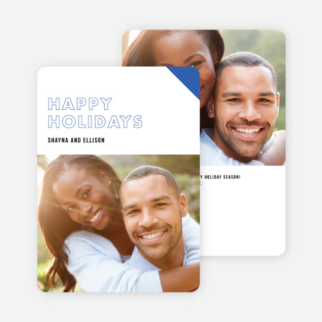 Modern Accent & Outlines Holiday Cards - Blue