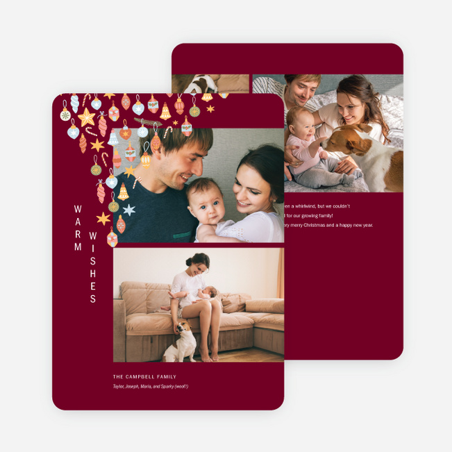 Parade of Ornaments Christmas Cards - Red