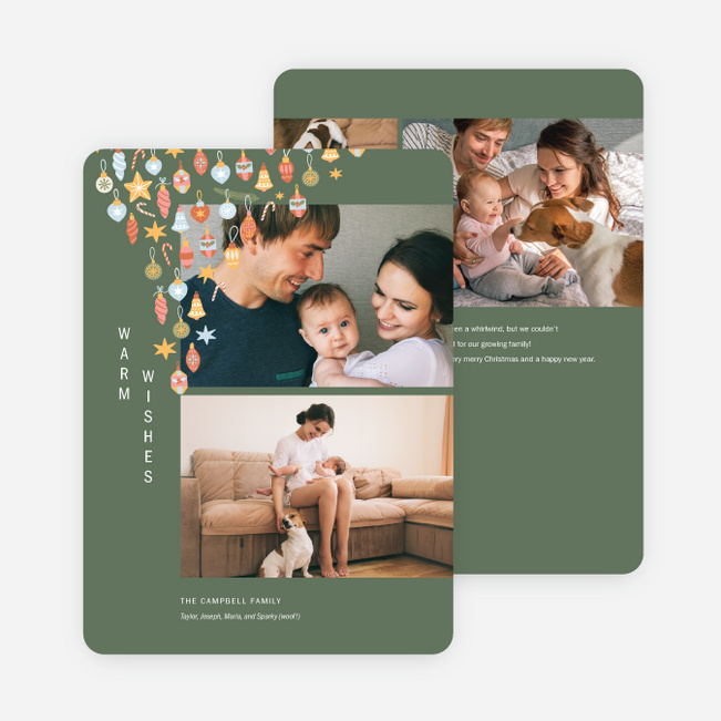 Parade of Ornaments Christmas Cards - Green