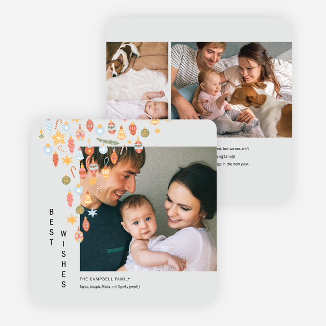 Parade of Ornaments Christmas Cards - Gray