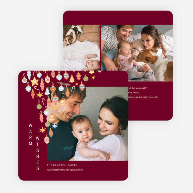 Parade of Ornaments Christmas Cards - Red