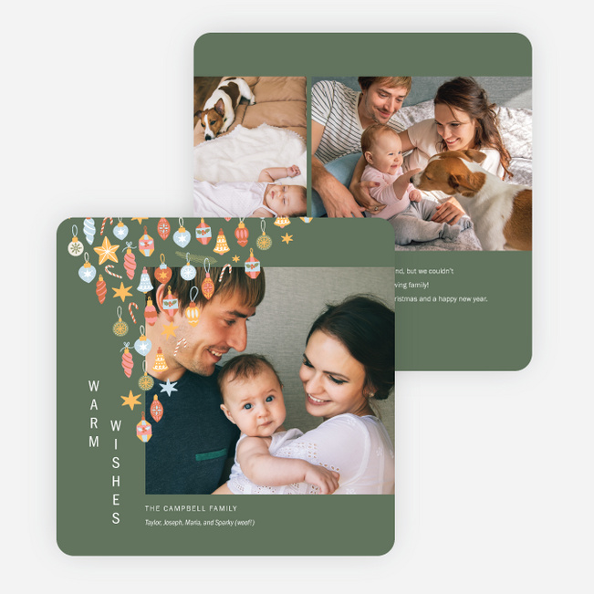 Parade of Ornaments Christmas Cards - Green