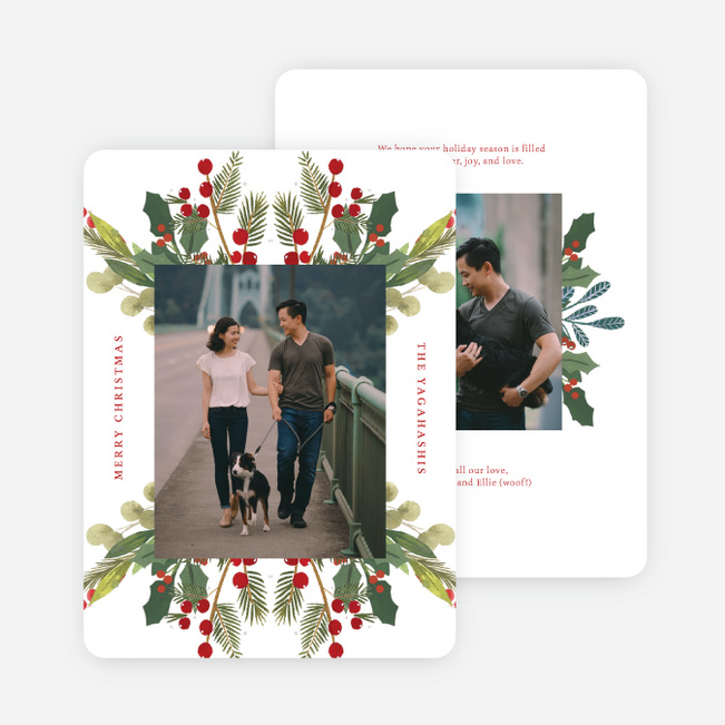 Voluminous Wreath Christmas Cards - Red