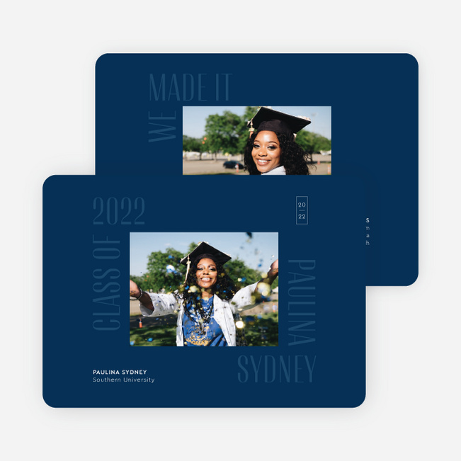Accomplished Frame Graduation Announcements & Graduation Invitations - Blue