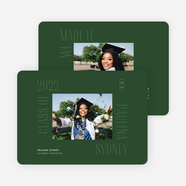 Accomplished Frame Graduation Announcements & Graduation Invitations - Green